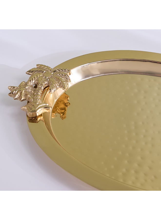 Home Box Sahra Decorative Metal Oval Tray Gold - Image 3